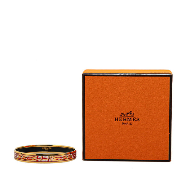 エルメス エマイユPM 七宝焼き 帆船 旗 モチーフ バングル ゴールド メッキ レディース HERMES 【中古】