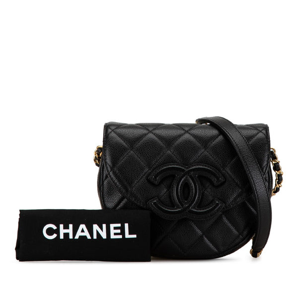 シャネル マトラッセ ココマーク チェーン ショルダーバッグ ブラック キャビアスキン レディース CHANEL 【中古】