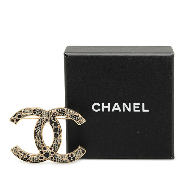 シャネル ココマーク コサージュ レーズ ブローチ ゴールド ブラック メッキ レディース CHANEL 【中古】