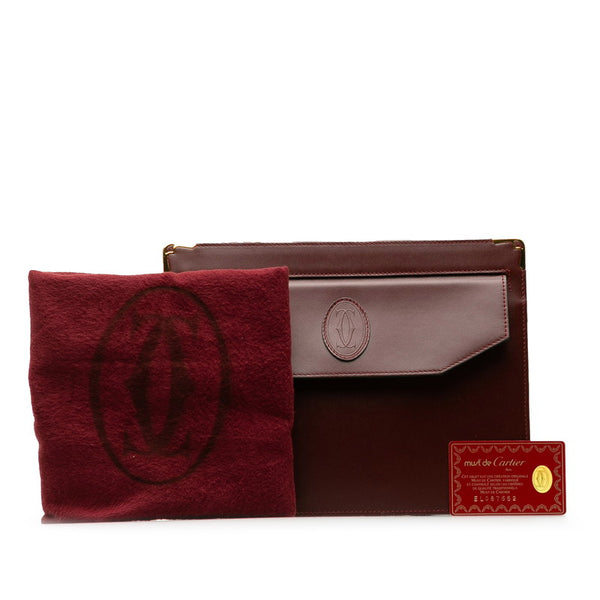 カルティエ マストライン セカンドバッグ ワインレッド レザー レディース CARTIER 【中古】