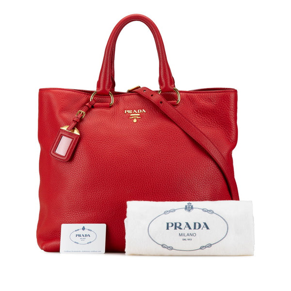 プラダ トートバッグ ショルダーバッグ 2WAY BN2865 レッド レザー レディース PRADA 【中古】