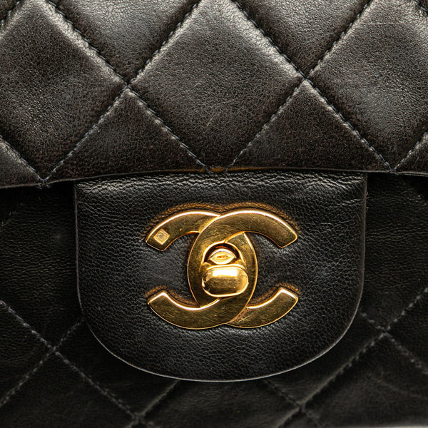 シャネル マトラッセ25 Wフラップ チェーン ショルダーバッグ ブラック ラムスキン レディース CHANEL 【中古】