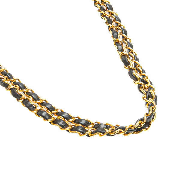 シャネル マトラッセ25 Wフラップ チェーン ショルダーバッグ ブラック ラムスキン レディース CHANEL 【中古】