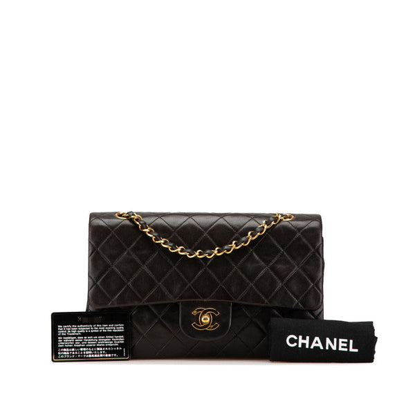 シャネル マトラッセ25 Wフラップ チェーン ショルダーバッグ ブラック ラムスキン レディース CHANEL 【中古】