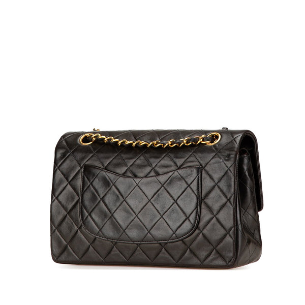 シャネル マトラッセ25 Wフラップ チェーン ショルダーバッグ ブラック ラムスキン レディース CHANEL 【中古】