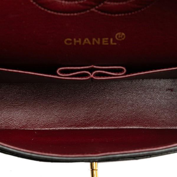 シャネル マトラッセ25 Wフラップ チェーン ショルダーバッグ ブラック ラムスキン レディース CHANEL 【中古】