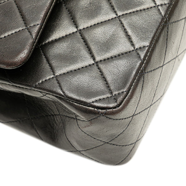 シャネル マトラッセ25 Wフラップ チェーン ショルダーバッグ ブラック ラムスキン レディース CHANEL 【中古】