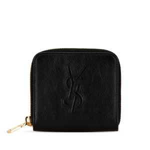 サンローラン ロゴ 二つ折り財布 ラウンドファウナー コンパクトウォレット ブラック レザー レディース SAINT LAURENT 【中古】