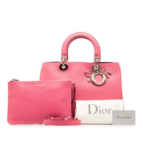 ディオール ディオリッシモ ハンドバッグ ショルダーバッグ 2WAY ピンク シルバー レザー レディース Dior 【中古】