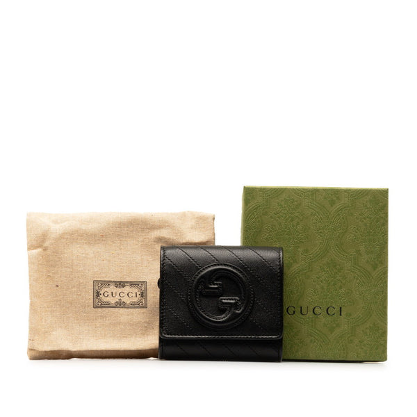 グッチ ブロンディ インターロッキングG 二つ折り財布 760316 AACP7 ブラック レザー レディース GUCCI 【中古】