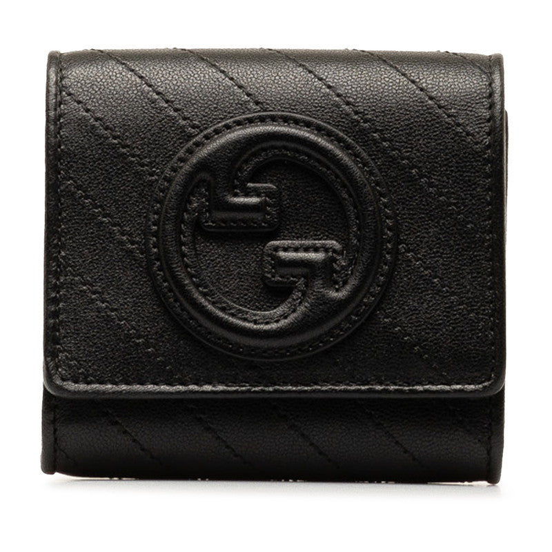 グッチ ブロンディ インターロッキングG 二つ折り財布 760316 AACP7 ブラック レザー レディース GUCCI 【中古】