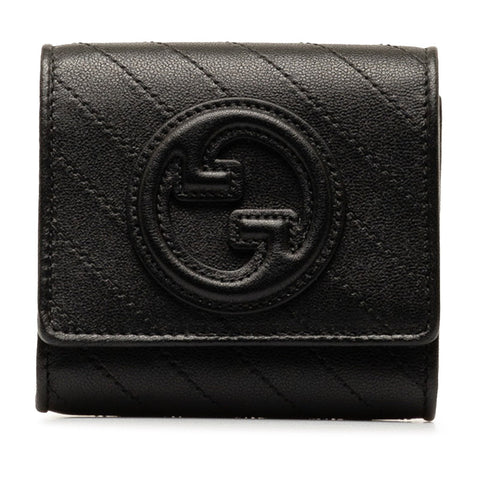 グッチ ブロンディ インターロッキングG 二つ折り財布 760316 AACP7 ブラック レザー レディース GUCCI 【中古】