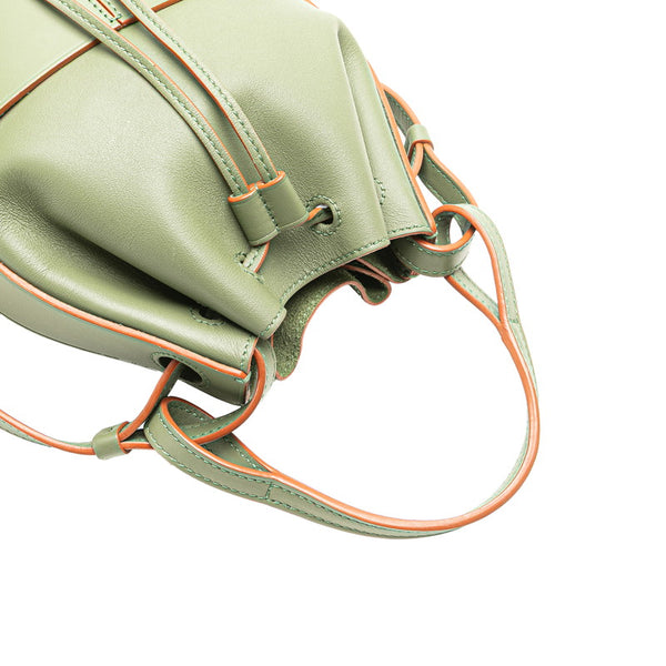 ロエベ アナグラム バルーンバッグ ミニ 巾着 ハンドバッグ ショルダーバッグ 2WAY グリーン レザー レディース LOEWE 【中古】