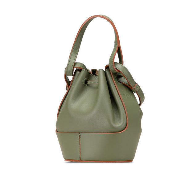 ロエベ アナグラム バルーンバッグ ミニ 巾着 ハンドバッグ ショルダーバッグ 2WAY グリーン レザー レディース LOEWE 【中古】