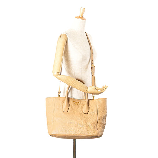 プラダ トートバッグ ショルダーバッグ 2WAY ベージュ レザー レディース PRADA 【中古】