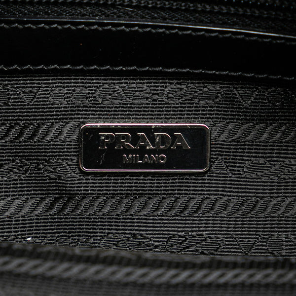 プラダ 三角ロゴプレート ワンショルダーバッグ ブラック ナイロン レザー レディース PRADA 【中古】