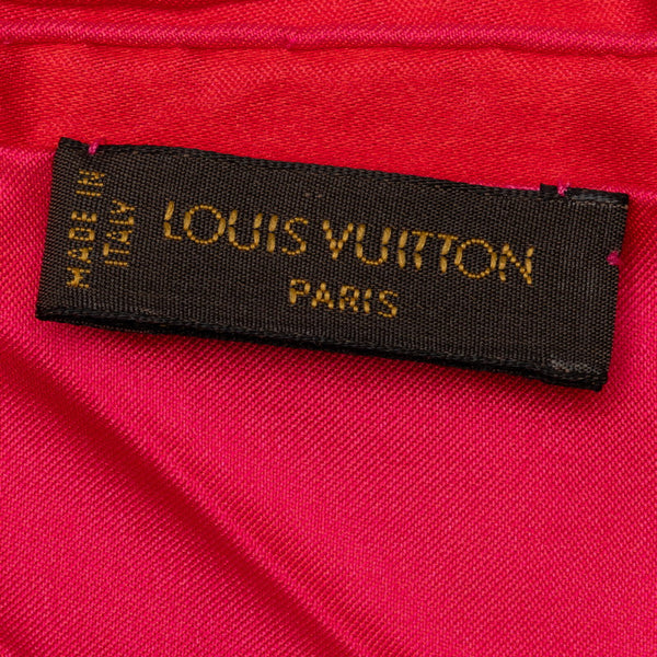 ルイ ヴィトン モノグラム ストール レッド ピンク シルク レディース LOUIS VUITTON 【中古】