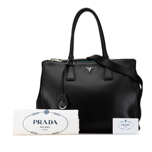 プラダ 三角ロゴプレート ガレリア ラージ ハンドバッグ ショルダーバッグ 2WAY 1BA274 ブラック レザー レディース PRADA 【中古】