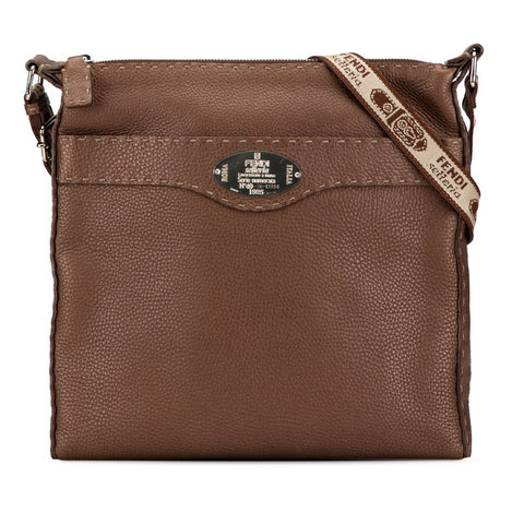 フェンディ セレリア 斜め掛け ショルダーバッグ 8BT109 ブラウン レザー レディース FENDI 【中古】