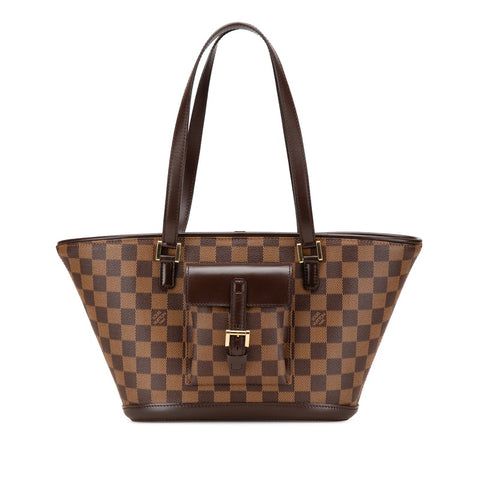 ルイ ヴィトン ダミエ マノスクPM ハンドバッグ トートバッグ N51121 ブラウン PVC レザー レディース LOUIS VUITTON 【中古】