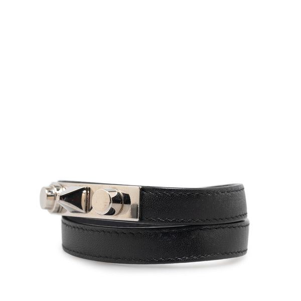 サンローラン ダブルラップ ブレスレット 440697 ブラック シルバー レザー メンズ SAINT LAURENT 【中古】