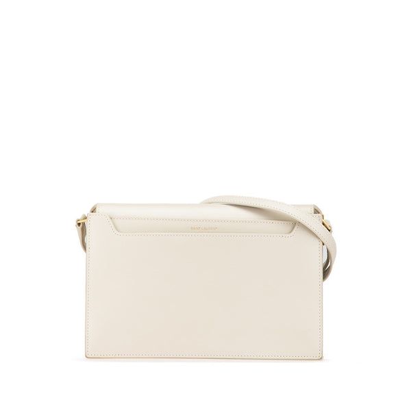サンローラン 斜め掛け ショルダーバッグ サッチェル 532561 ホワイト レザー レディース SAINT LAURENT 【中古】