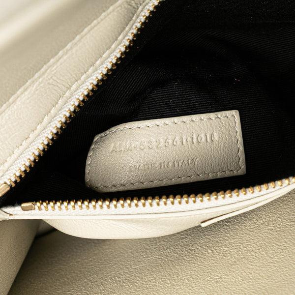 サンローラン 斜め掛け ショルダーバッグ サッチェル 532561 ホワイト レザー レディース SAINT LAURENT 【中古】