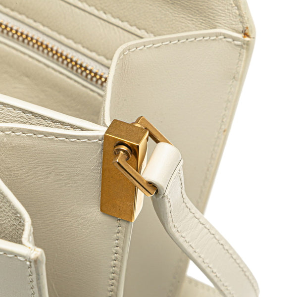 サンローラン 斜め掛け ショルダーバッグ サッチェル 532561 ホワイト レザー レディース SAINT LAURENT 【中古】