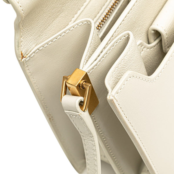 サンローラン 斜め掛け ショルダーバッグ サッチェル 532561 ホワイト レザー レディース SAINT LAURENT 【中古】