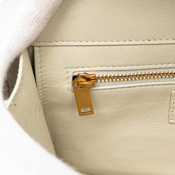 サンローラン 斜め掛け ショルダーバッグ サッチェル 532561 ホワイト レザー レディース SAINT LAURENT 【中古】