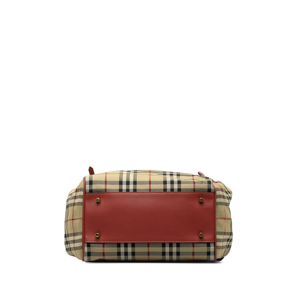 バーバリー ノバチェック シャドーホース トートバッグ ベージュ ピンク キャンバス レザー レディース BURBERRY 【中古】