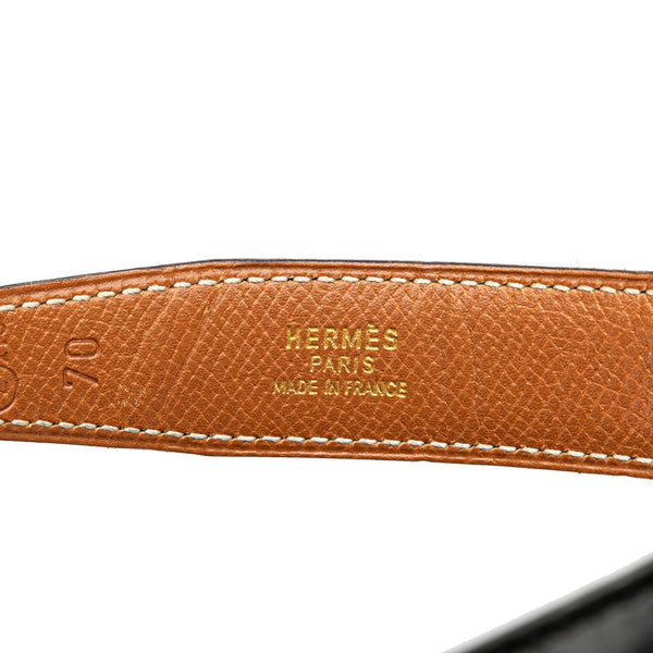 エルメス コンスタンス Hベルト ベルト サイズ：70 ブラック ブラウン レザー レディース HERMES 【中古】