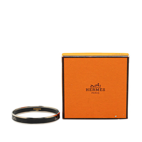 エルメス エマイユPM 七宝焼 バングル シルバー ブラック メタル レディース HERMES 【中古】