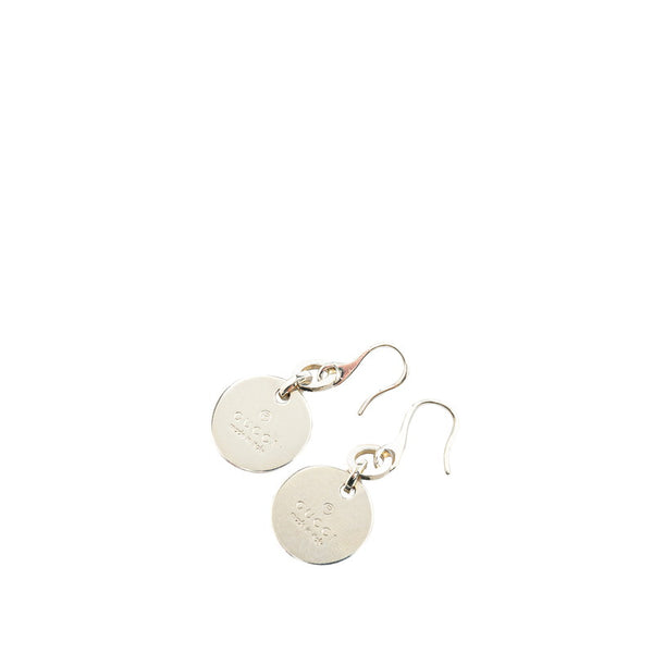 グッチ ラウンド ロゴ プレート フック ピアス SV925 シルバー レディース GUCCI 【中古】
