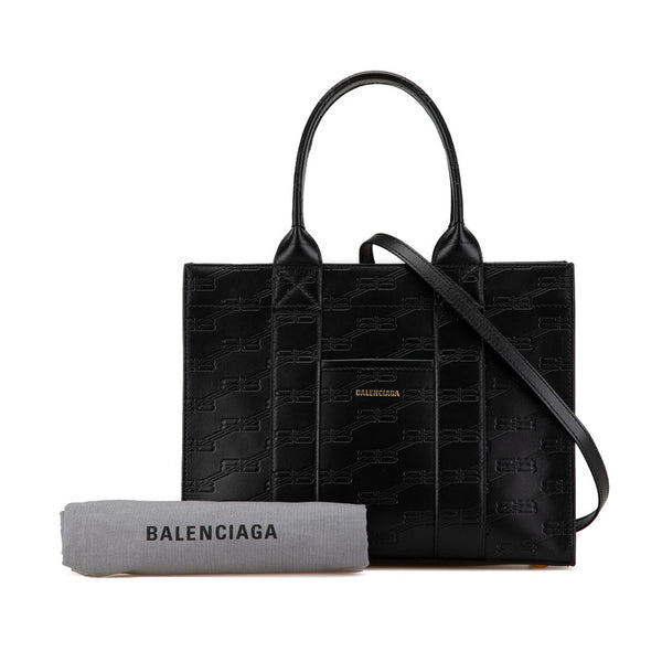 バレンシアガ BBモノグラム ハードウェア S ハンドバッグ ショルダーバッグ 2WAY 714187 ブラック レザー レディース BALENCIAGA 【中古】