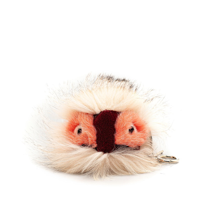 フェンディ モンスター キーホルダー チャーム オレンジ レッド  ファー レディース FENDI 【中古】