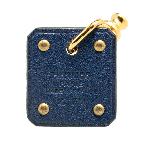 エルメス ハート アスドゥクール ピアス ゴールド ネイビー メッキ レザー レディース HERMES 【中古】