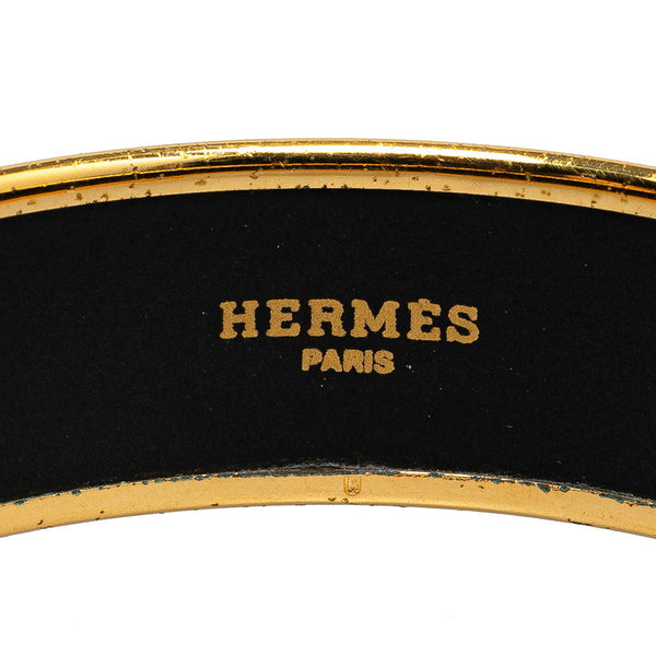 エルメス エマイユGM 七宝焼き バングル ゴールド ブルー メッキ レディース HERMES 【中古】