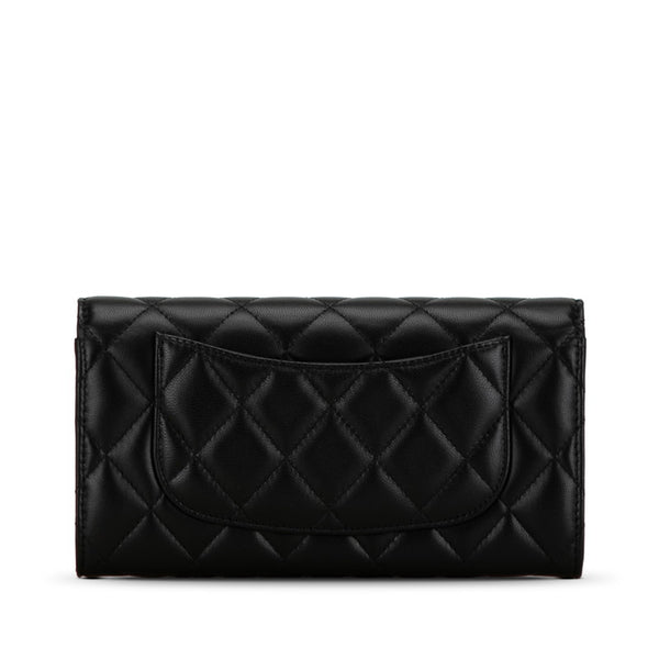 シャネル クラシック ロングフラップ ウォレット 長財布 AP0241 ブラック ラムスキン レディース CHANEL 【中古】