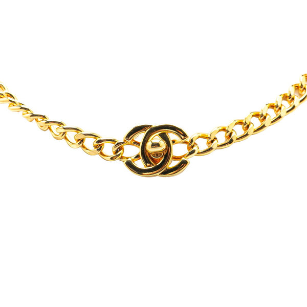シャネル ヴィンテージ ココマーク ターンロック ネックレス ゴールド メッキ レディース CHANEL 【中古】