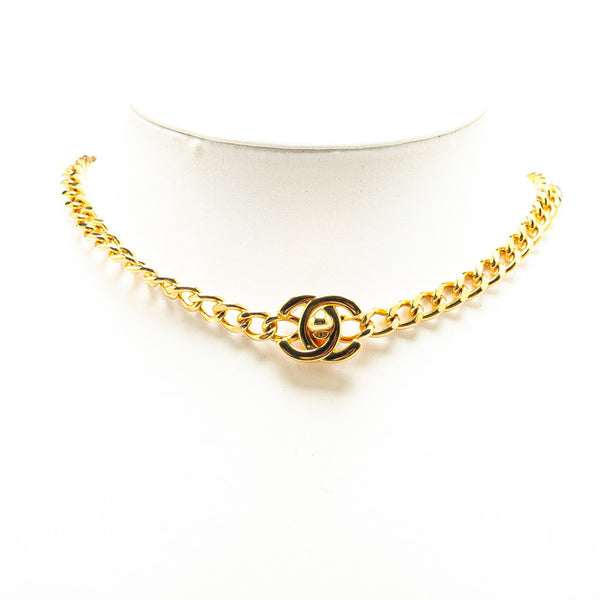 シャネル ヴィンテージ ココマーク ターンロック ネックレス ゴールド メッキ レディース CHANEL 【中古】
