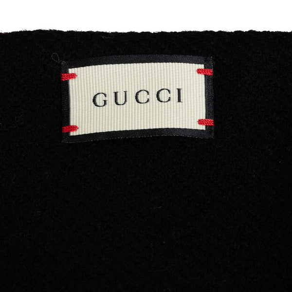 グッチ ロゴ リバーシブル マフラー レッド ブラック ウール メンズ GUCCI 【中古】