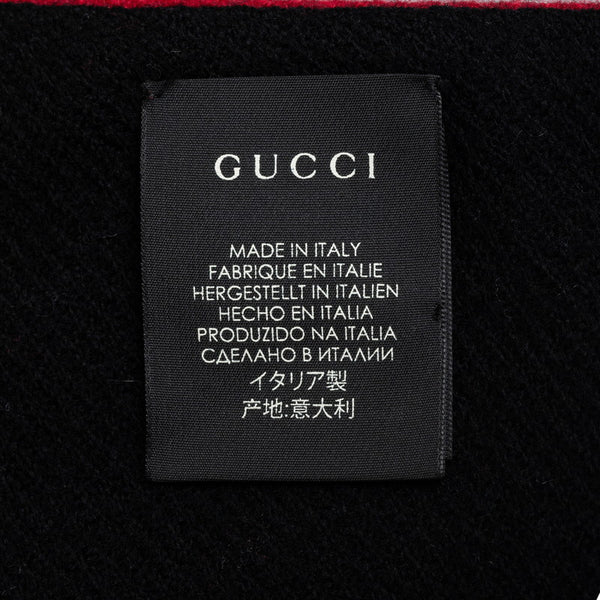 グッチ ロゴ リバーシブル マフラー レッド ブラック ウール メンズ GUCCI 【中古】