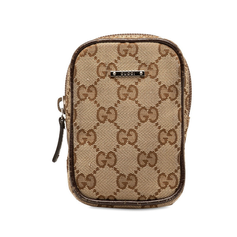 グッチ GGキャンバス シガレットケース ポーチ 115249 ベージュ ブラウン キャンバス レザー レディース GUCCI 【中古】