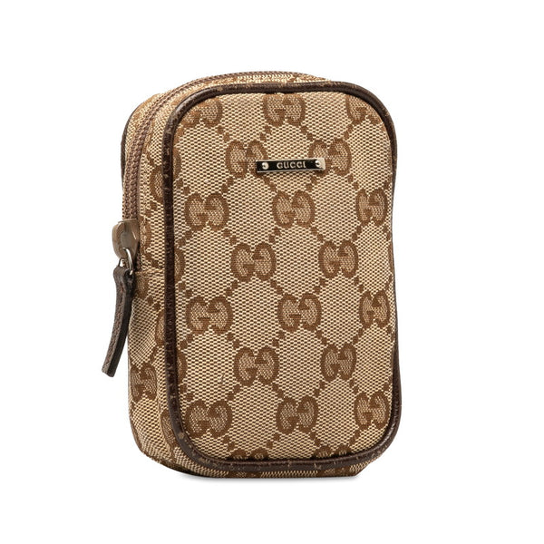 グッチ GGキャンバス シガレットケース ポーチ 115249 ベージュ ブラウン キャンバス レザー レディース GUCCI 【中古】