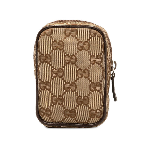 グッチ GGキャンバス シガレットケース ポーチ 115249 ベージュ ブラウン キャンバス レザー レディース GUCCI 【中古】