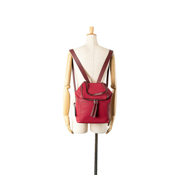 ロエベ ゴヤスモール リュック バックパック レッド レザー レディース LOEWE 【中古】