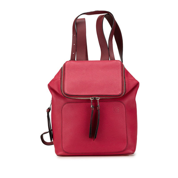 ロエベ ゴヤスモール リュック バックパック レッド レザー レディース LOEWE 【中古】