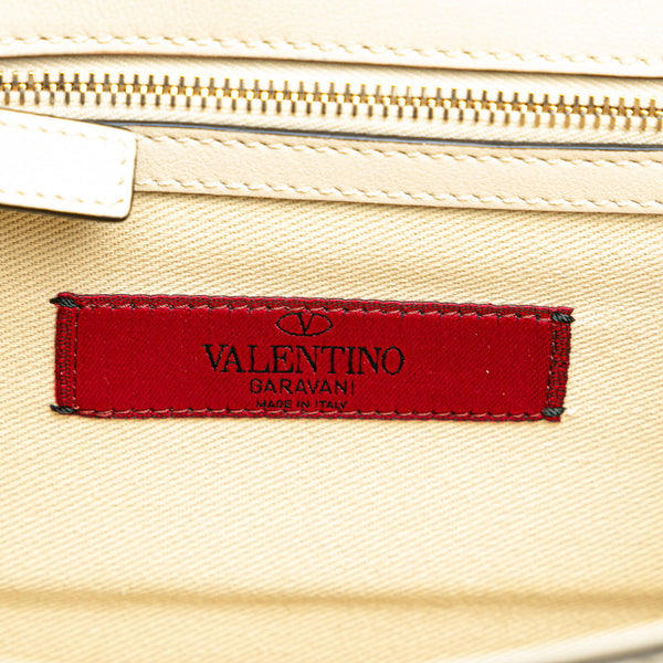 ヴァレンチノ スタッズ チェーン ショルダーバッグ アイボリー レザー レディース Valentino 【中古】