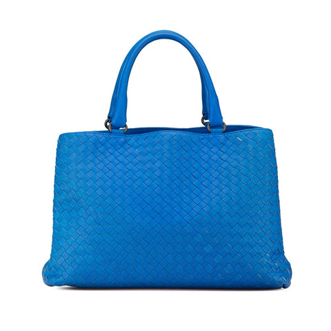 ボッテガヴェネタ イントレチャート ハンドバッグ ブルー レザー レディース BOTTEGAVENETA 【中古】